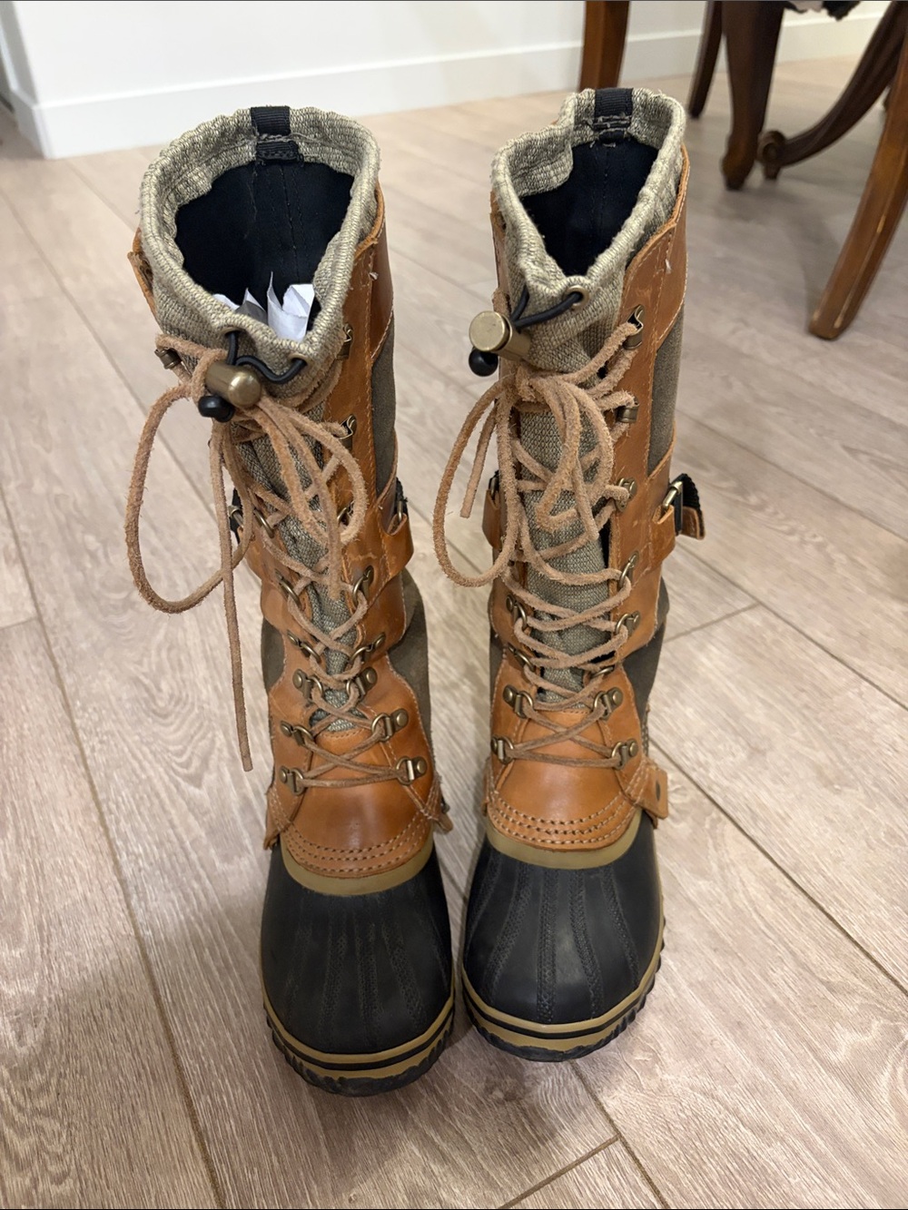 Sorel Women's Brown and Black Tall Lace-Up Waterproof Winter Boots